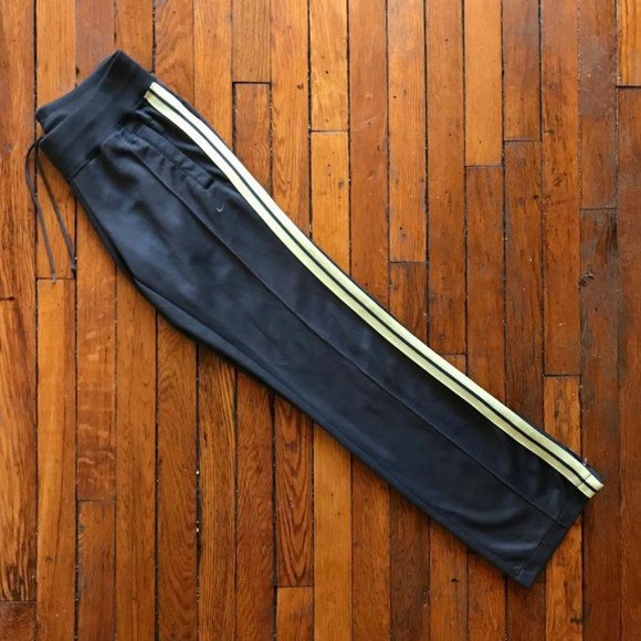 Vintage Y2K Nike The Athletic Dept. Women Grey Yellow Stripe Track Sweatpants - Picture 1 of 4